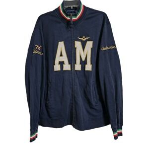 VTG Payper Jacket Men M Blue AM Army 70 Stormo Italian Air Force Full Zip Track
